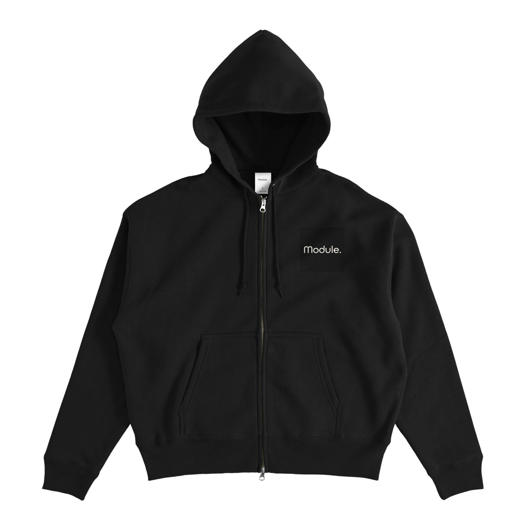 裏起毛 ボックスシルエットジップパーカー black image