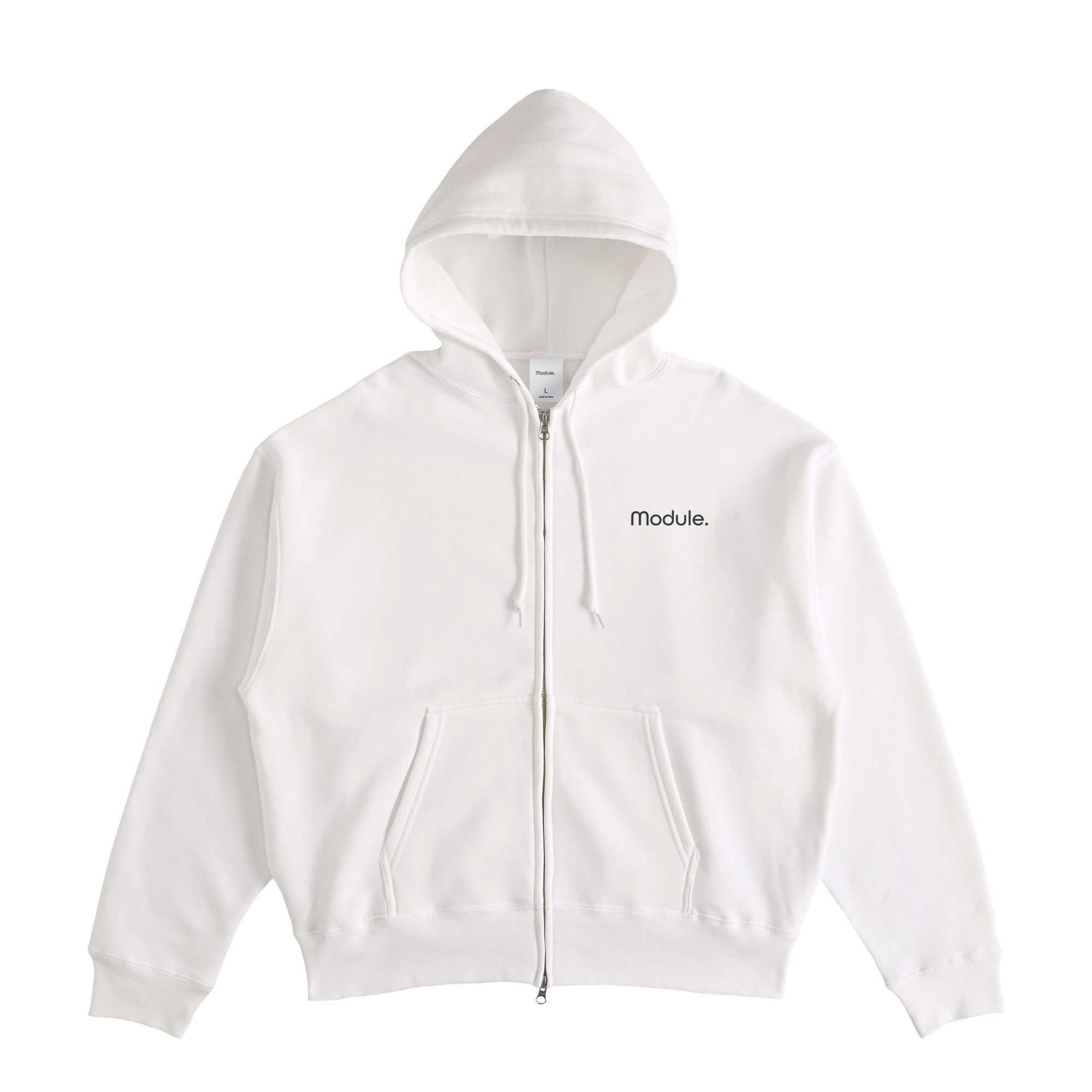 裏起毛 ボックスシルエットジップパーカー white image