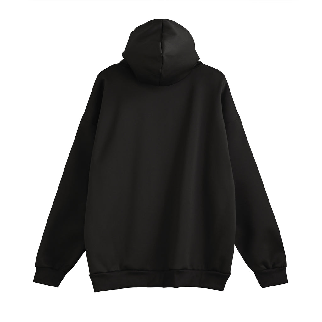 ハイクオリティ フードスナップボタンパーカー black image