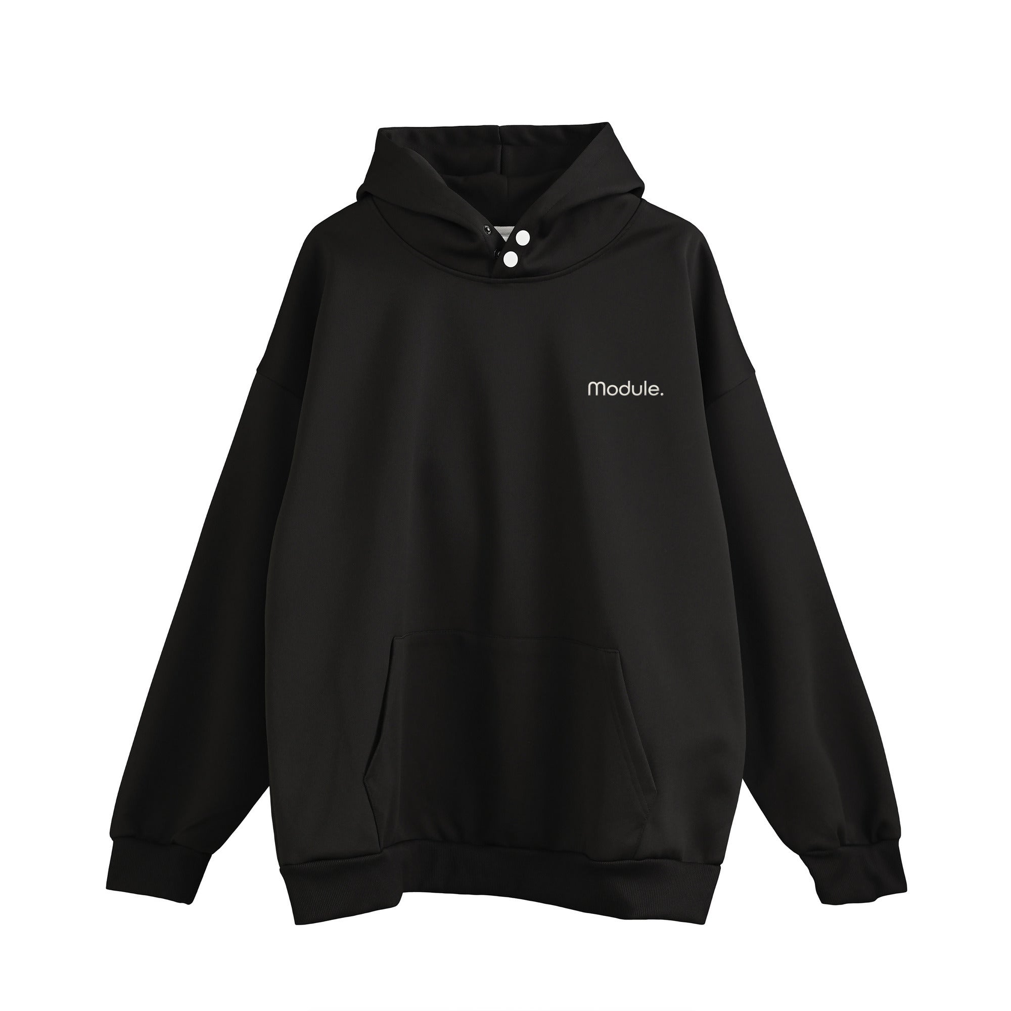 ハイクオリティ フードスナップボタンパーカー black image