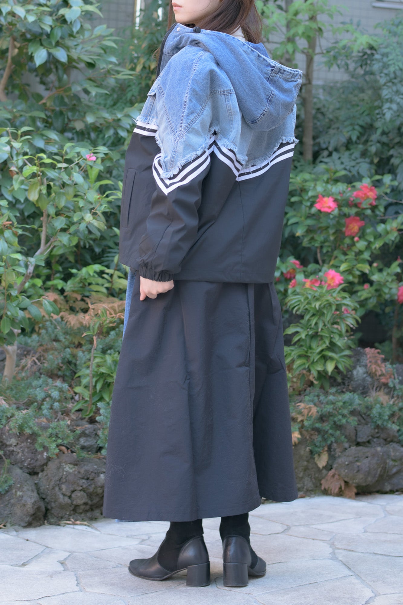 デニム×サイド切替ツートンラインスカート